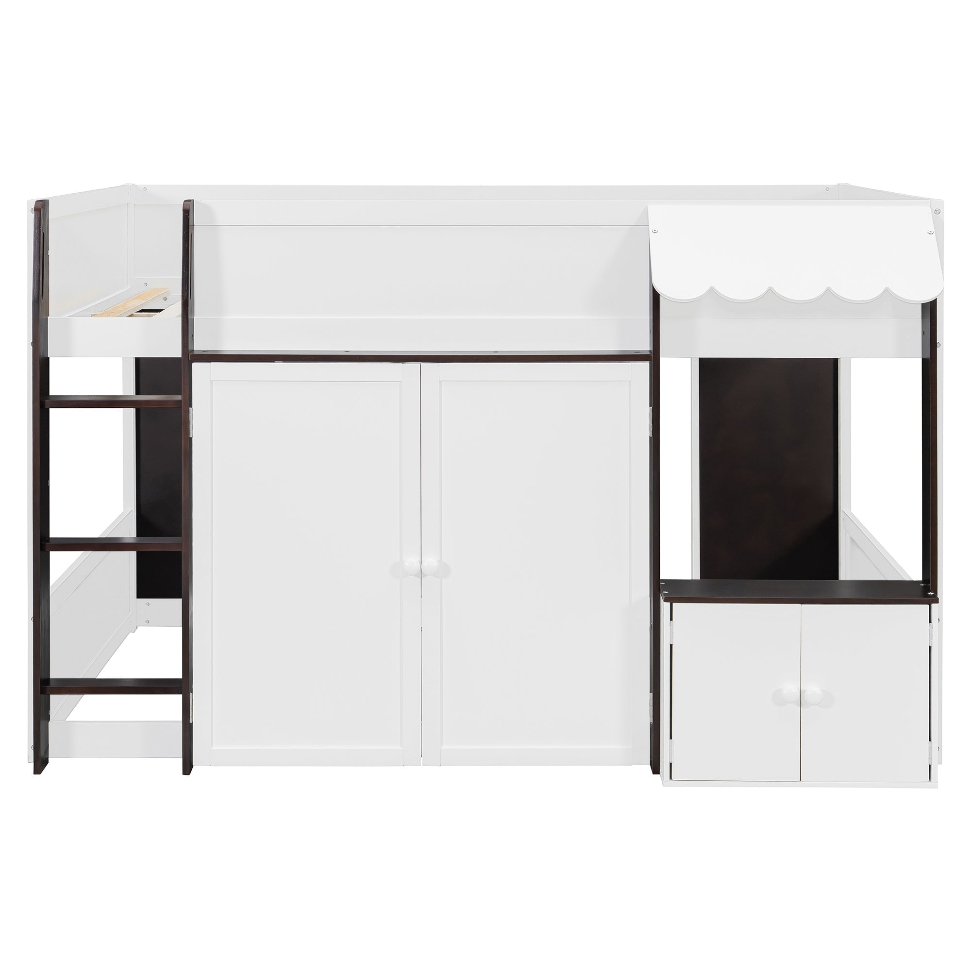 Bellemave® Full Size House Loft Bed with Storage Cabinet, 2 Doors & Play Zone - Bellemave