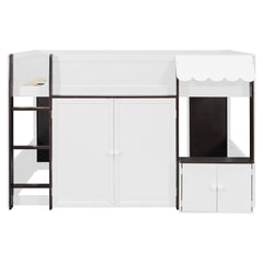 Bellemave® Full Size House Loft Bed with Storage Cabinet, 2 Doors & Play Zone - Bellemave