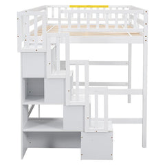 Bellemave® Full Size Loft Bed with Built - in Desk - Bellemave