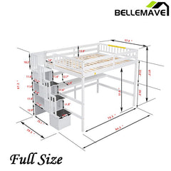 Bellemave® Full Size Loft Bed with Built - in Desk - Bellemave