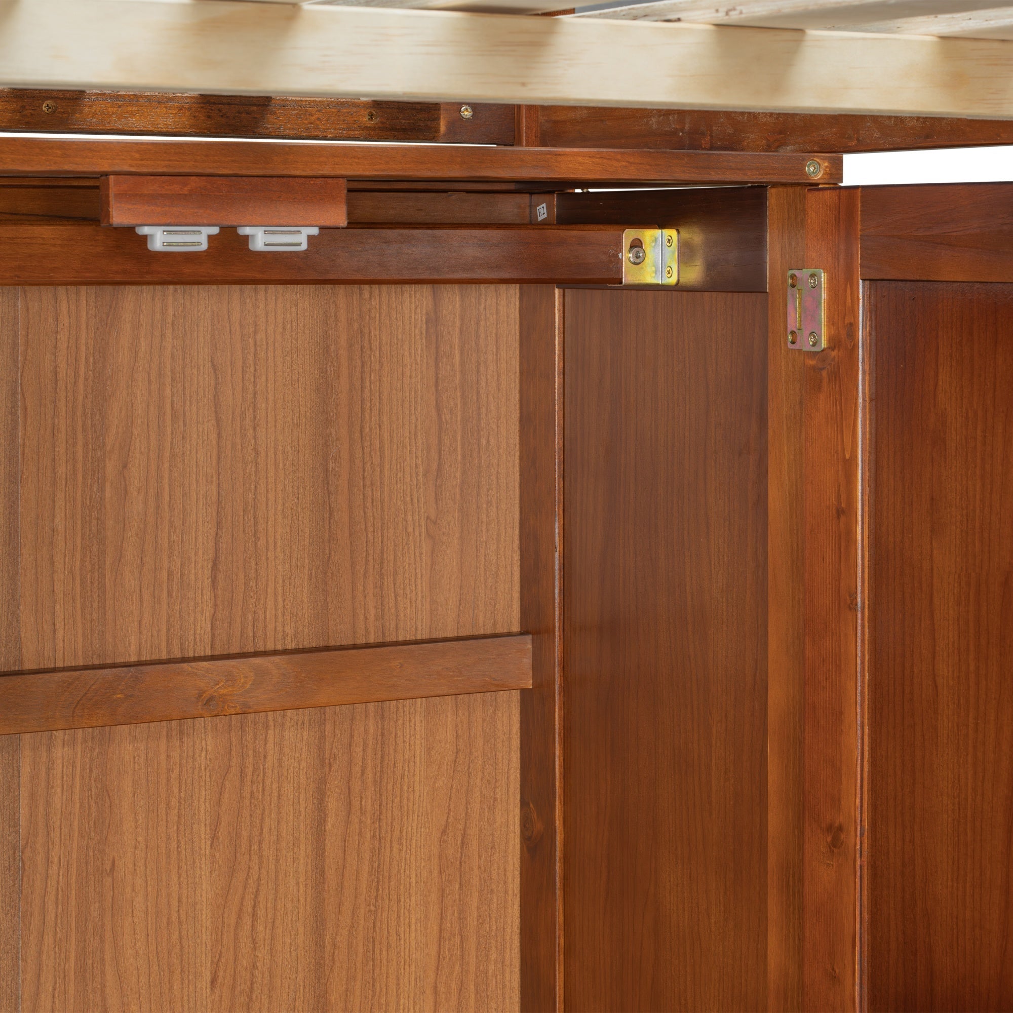 Bellemave® Full Size Loft Bed with Built - in Desk, Bookshelf & Wardrobe - Space - Saving Storage Staircase, Safety Guardrails and Solid Slats, Walnut Finish - Bellemave