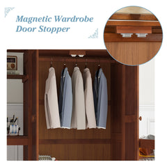 Bellemave® Full Size Loft Bed with Built - in Desk, Bookshelf & Wardrobe - Space - Saving Storage Staircase, Safety Guardrails and Solid Slats, Walnut Finish - Bellemave