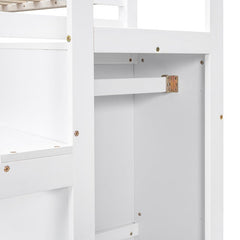 Bellemave® Full Size Loft Bed with Built - in Storage Wardrobe and Staircase - Bellemave