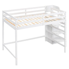 Bellemave® Full Size Loft Bed with Built - in Storage Wardrobe and Staircase - Bellemave