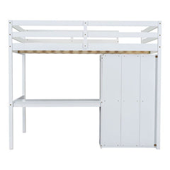 Bellemave® Full Size Loft Bed with Built - in Wardrobe and Desk, Storage Shelves and Drawers - Bellemave
