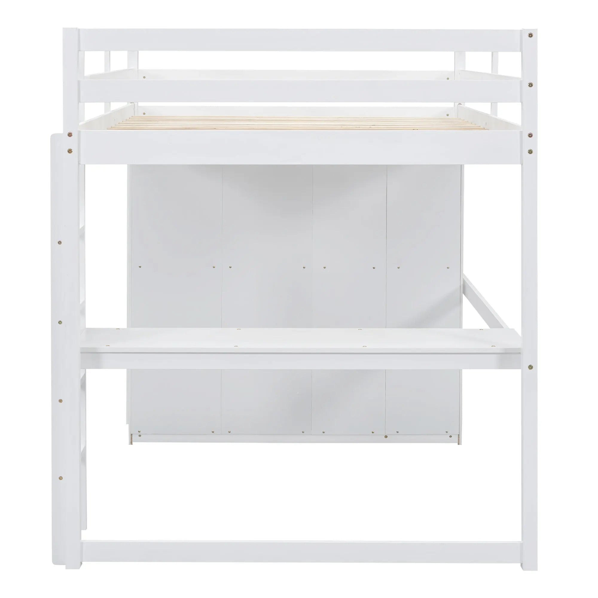 Bellemave® Full Size Loft Bed with Built - in Wardrobe, Desk, Storage Shelves and Drawers - Bellemave