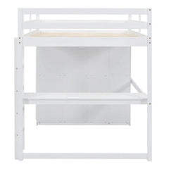 Bellemave® Full Size Loft Bed with Built - in Wardrobe, Desk, Storage Shelves and Drawers - Bellemave