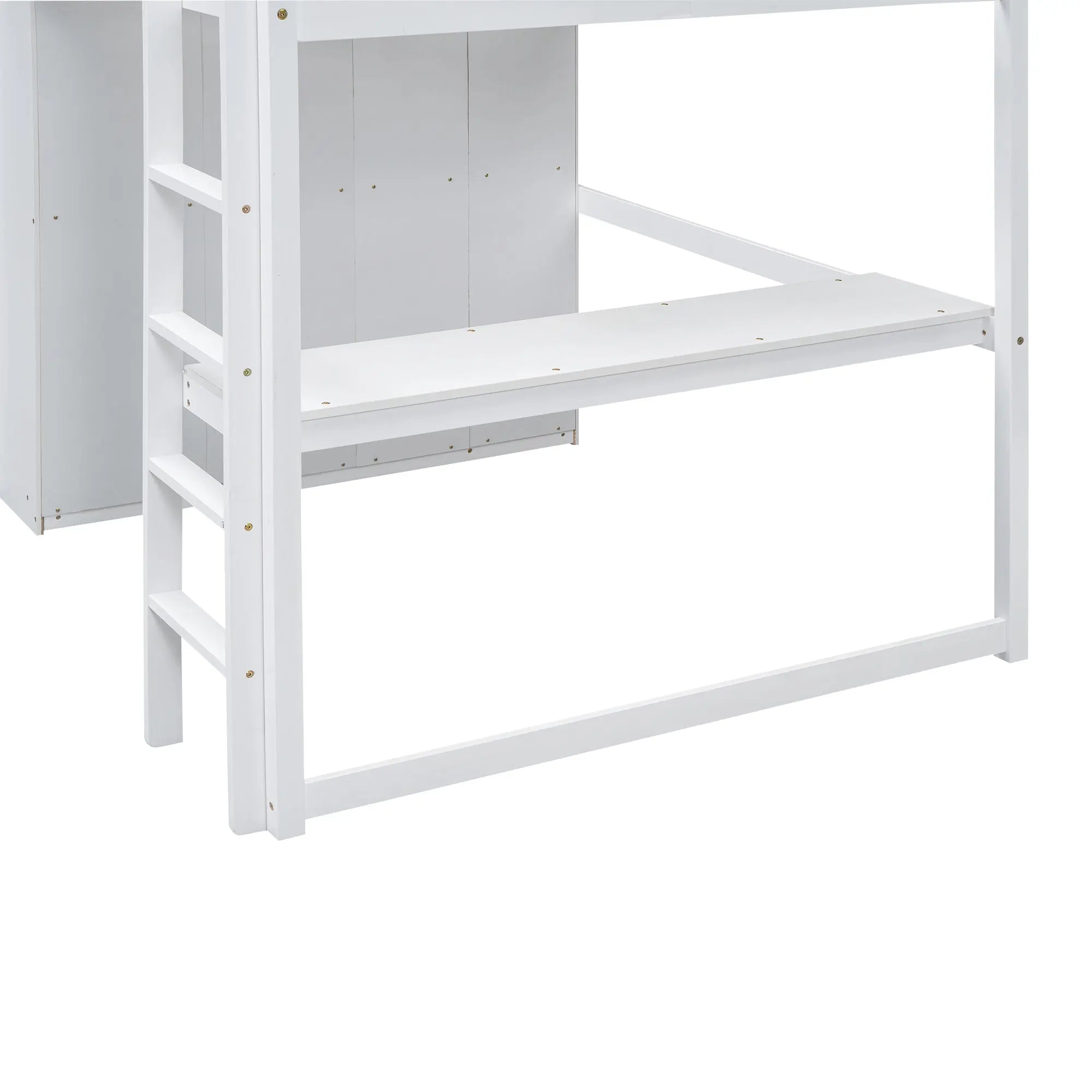 Bellemave® Full Size Loft Bed with Built - in Wardrobe, Desk, Storage Shelves and Drawers - Bellemave