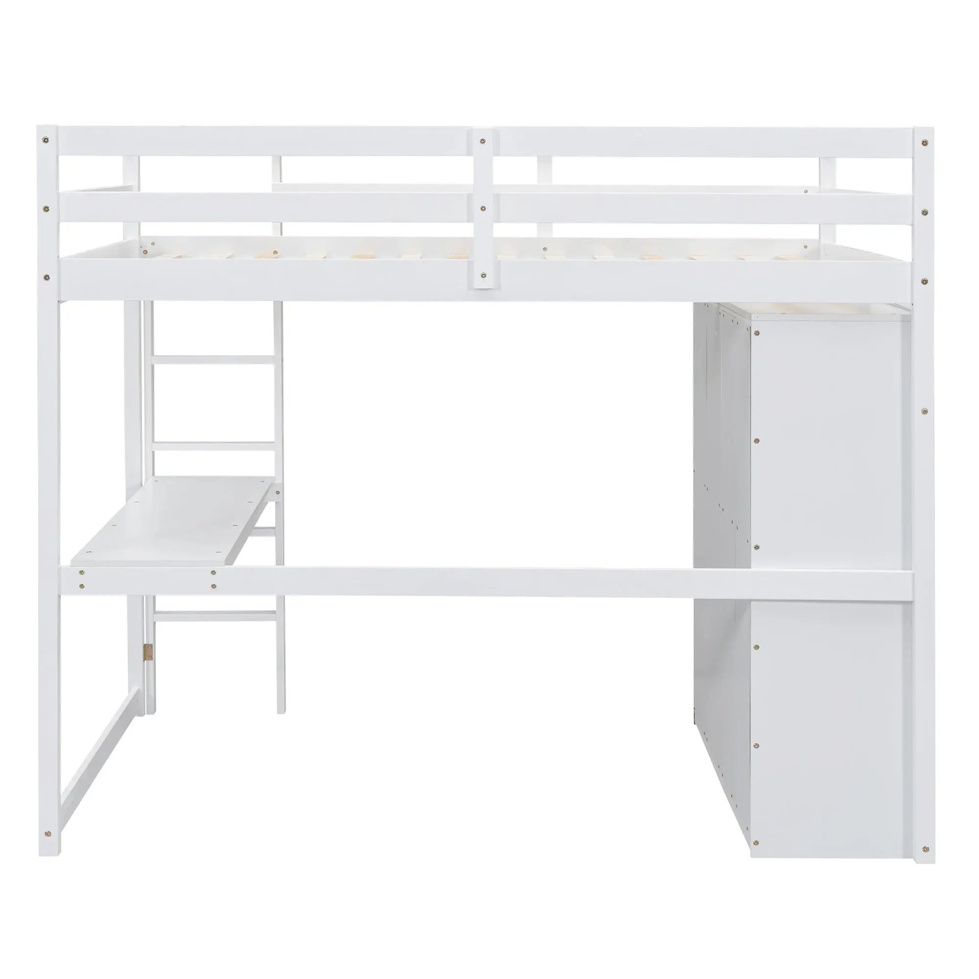 Bellemave® Full Size Loft Bed with Built - in Wardrobe, Desk, Storage Shelves and Drawers - Bellemave