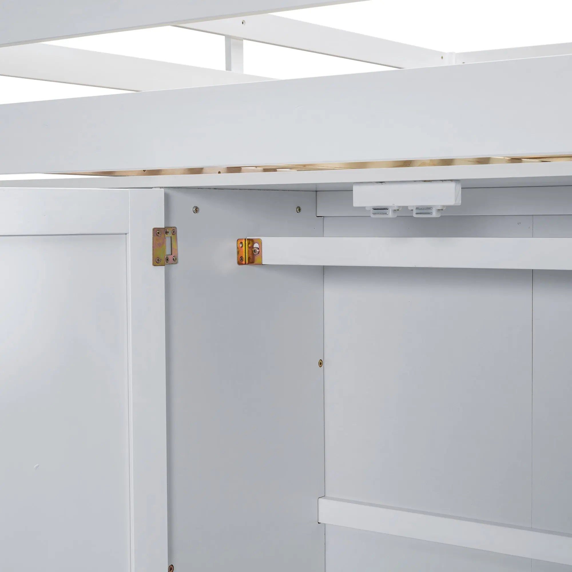Bellemave® Full Size Loft Bed with Built - in Wardrobe, Desk, Storage Shelves and Drawers - Bellemave