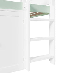 Bellemave® Full Size Loft Bed with Canopy Roof and Storage, Playhouse Design for Kids/Teens - Bellemave