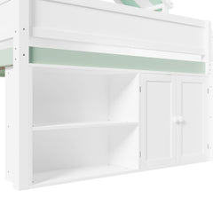 Bellemave® Full Size Loft Bed with Canopy Roof and Storage, Playhouse Design for Kids/Teens - Bellemave