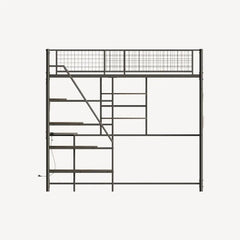 Bellemave® Full Size Loft Bed with Desk, Metal Loft Beds with LED Lights & Charging Station, Heavy Duty Metal Loft Bed Frame with Shelves, Safety Guard & Storage Stairs, No Box Spring Needed (Black) - Bellemave