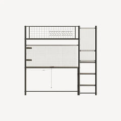 Bellemave® Full Size Loft Bed with Desk, Metal Loft Beds with LED Lights & Charging Station, Heavy Duty Metal Loft Bed Frame with Shelves, Safety Guard & Storage Stairs, No Box Spring Needed (Black) - Bellemave