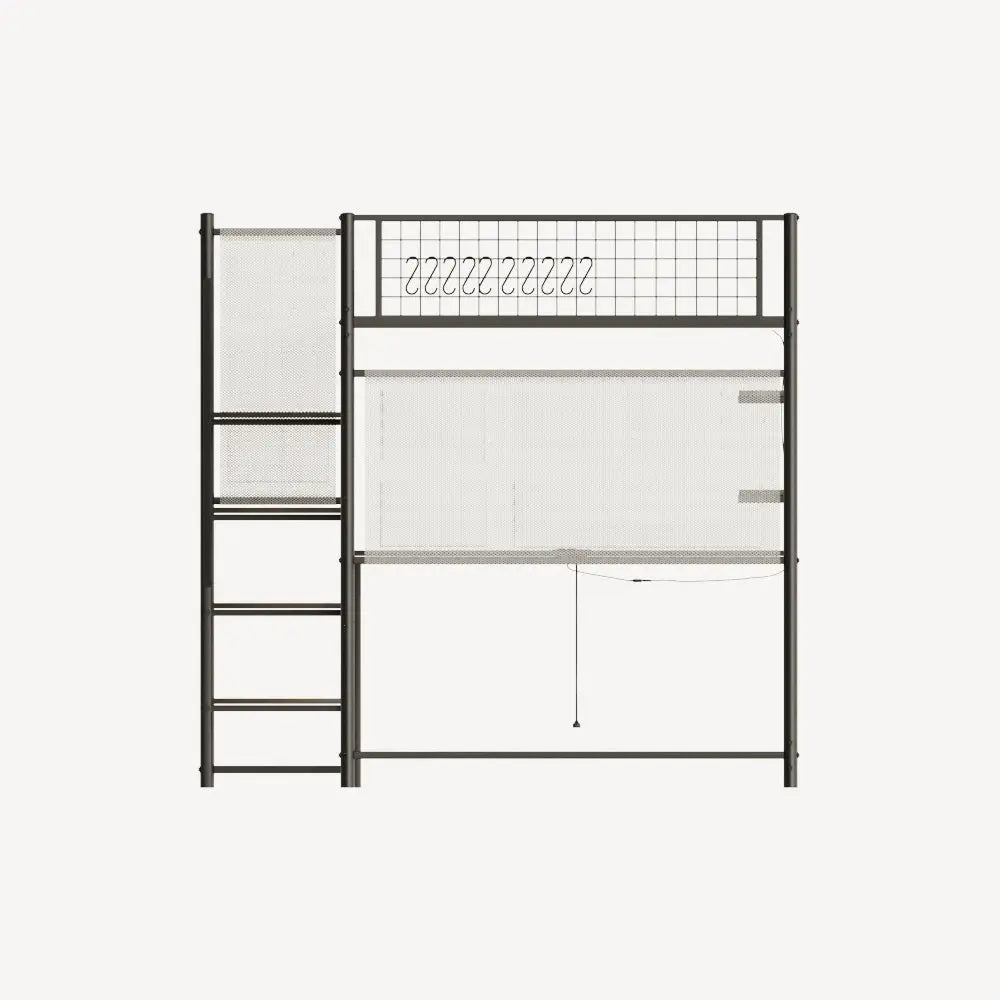 Bellemave® Full Size Loft Bed with Desk, Metal Loft Beds with LED Lights & Charging Station, Heavy Duty Metal Loft Bed Frame with Shelves, Safety Guard & Storage Stairs, No Box Spring Needed (Black) - Bellemave