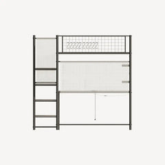 Bellemave® Full Size Loft Bed with Desk, Metal Loft Beds with LED Lights & Charging Station, Heavy Duty Metal Loft Bed Frame with Shelves, Safety Guard & Storage Stairs, No Box Spring Needed (Black) - Bellemave