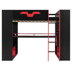 Bellemave® Full Size Loft Bed with Desk & Storage Shelves, Charging Station, RGB Lights & Cable Management, Space - Saving Wood Gaming Loft Bed, Noise - Free - Bellemave