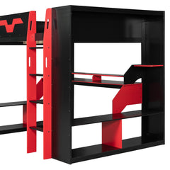 Bellemave® Full Size Loft Bed with Desk & Storage Shelves, Charging Station, RGB Lights & Cable Management, Space - Saving Wood Gaming Loft Bed, Noise - Free - Bellemave