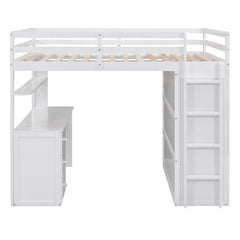 Bellemave® Full Size Loft Bed with Drawers,Desk and Wardrobe - Bellemave