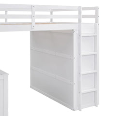 Bellemave® Full Size Loft Bed with Drawers,Desk and Wardrobe - Bellemave