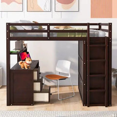 Bellemave® Full Size Loft Bed with Drawers,Desk and Wardrobe - Bellemave