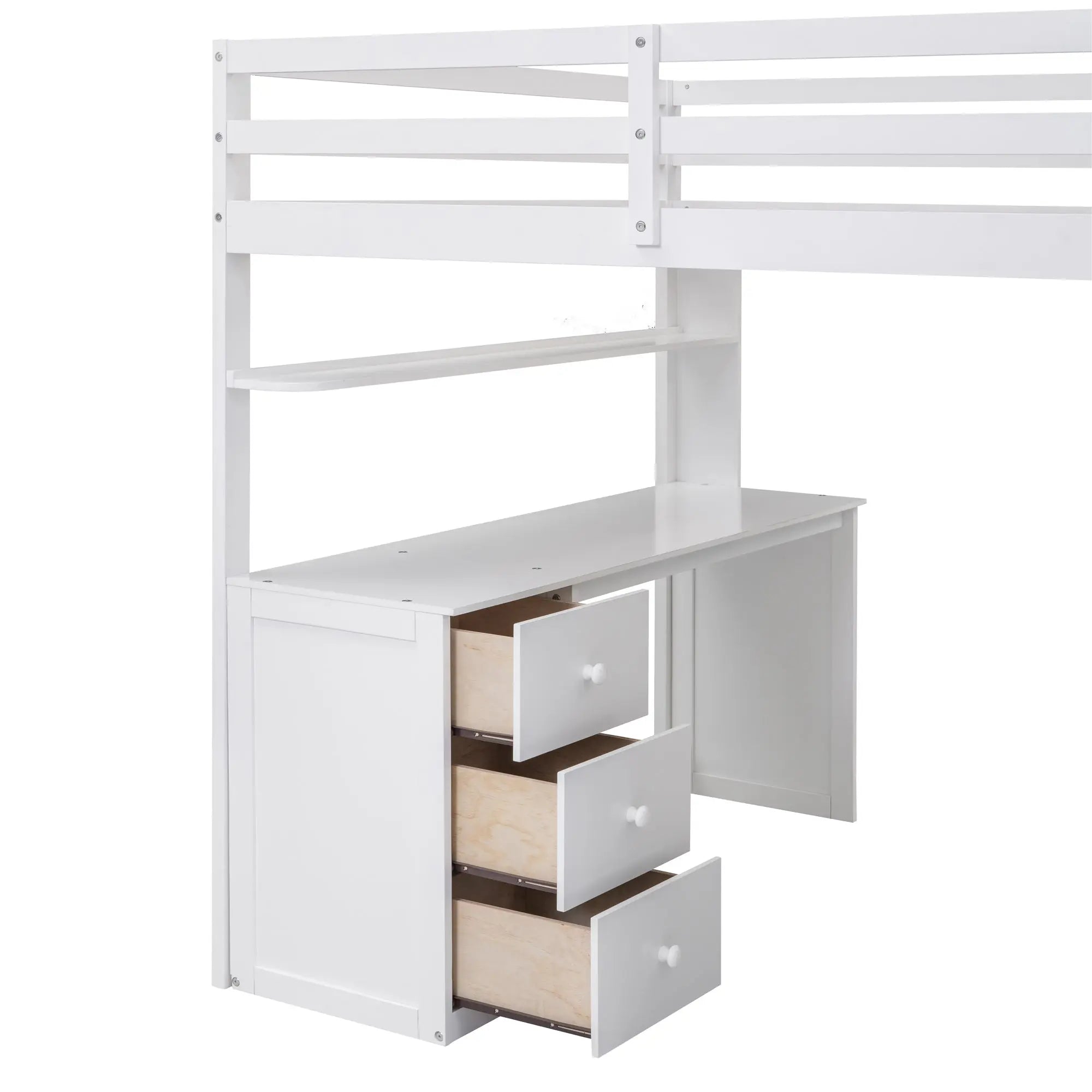 Bellemave® Full Size Loft Bed with Drawers,Desk and Wardrobe - Bellemave