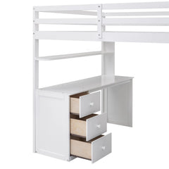 Bellemave® Full Size Loft Bed with Drawers,Desk and Wardrobe - Bellemave