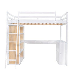 Bellemave® Full Size Loft Bed with Ladder, Shelves and Desk - Bellemave