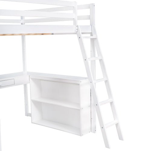 Bellemave® Full Size Loft Bed with Ladder, Shelves and Desk - Bellemave