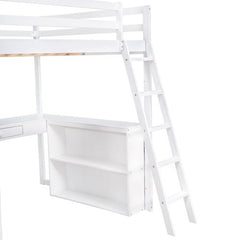 Bellemave® Full Size Loft Bed with Ladder, Shelves and Desk - Bellemave