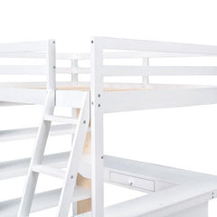 Bellemave® Full Size Loft Bed with Ladder, Shelves and Desk - Bellemave