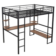 Bellemave® Full Size Loft Bed with Long Desk and Shelves - Bellemave
