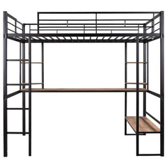 Bellemave® Full Size Loft Bed with Long Desk and Shelves - Bellemave
