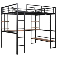 Bellemave® Full Size Loft Bed with Long Desk and Shelves - Bellemave