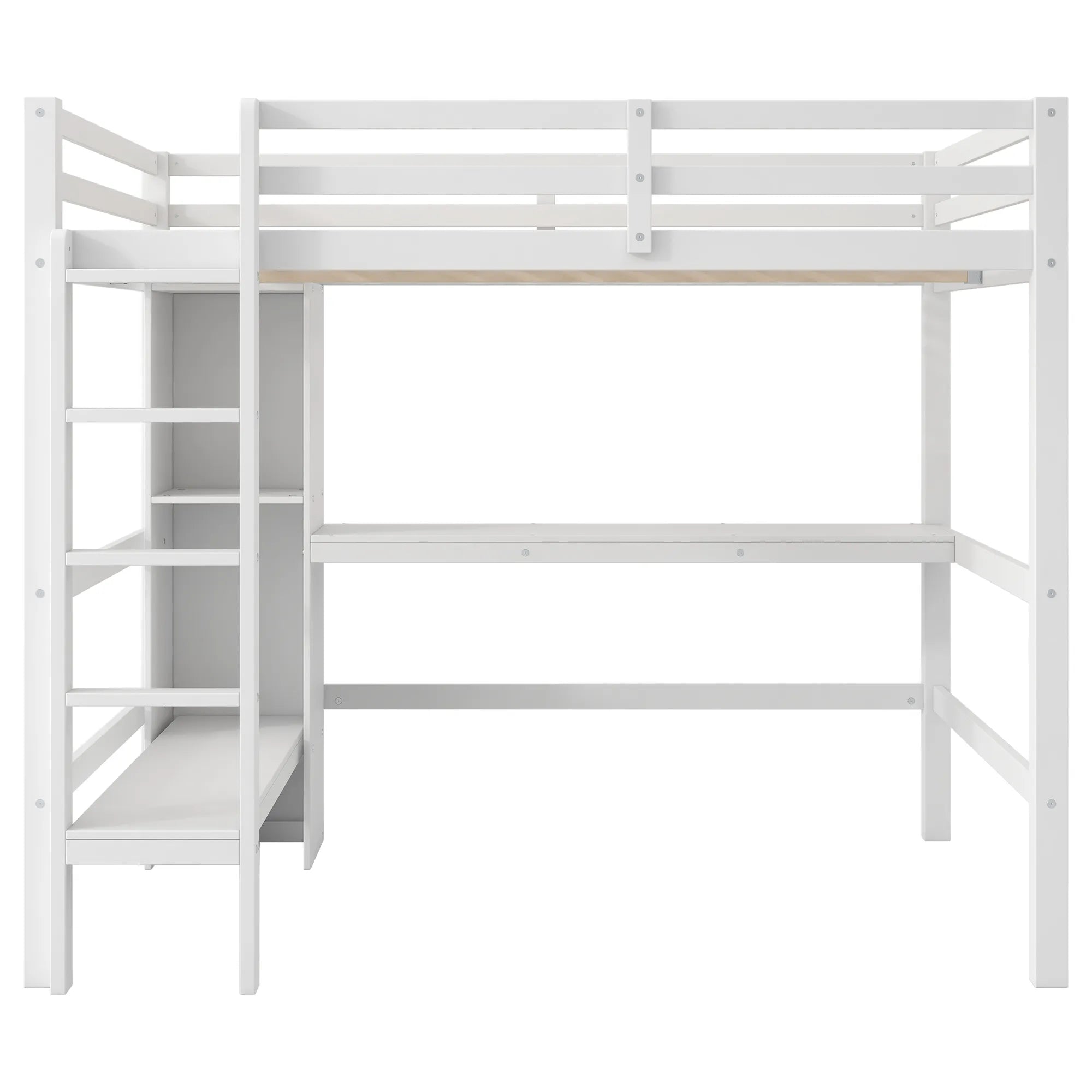 Bellemave® Full Size Loft Bed with Multifunction Shelves and Under - bed Desk - Bellemave