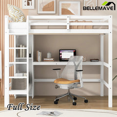 Bellemave® Full Size Loft Bed with Multifunction Shelves and Under - bed Desk - Bellemave