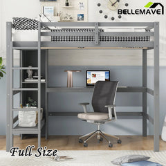 Bellemave® Full Size Loft Bed with Multifunction Shelves and Under - bed Desk - Bellemave