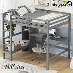 Bellemave® Full Size Loft Bed with Multifunction Shelves and Under - bed Desk - Bellemave