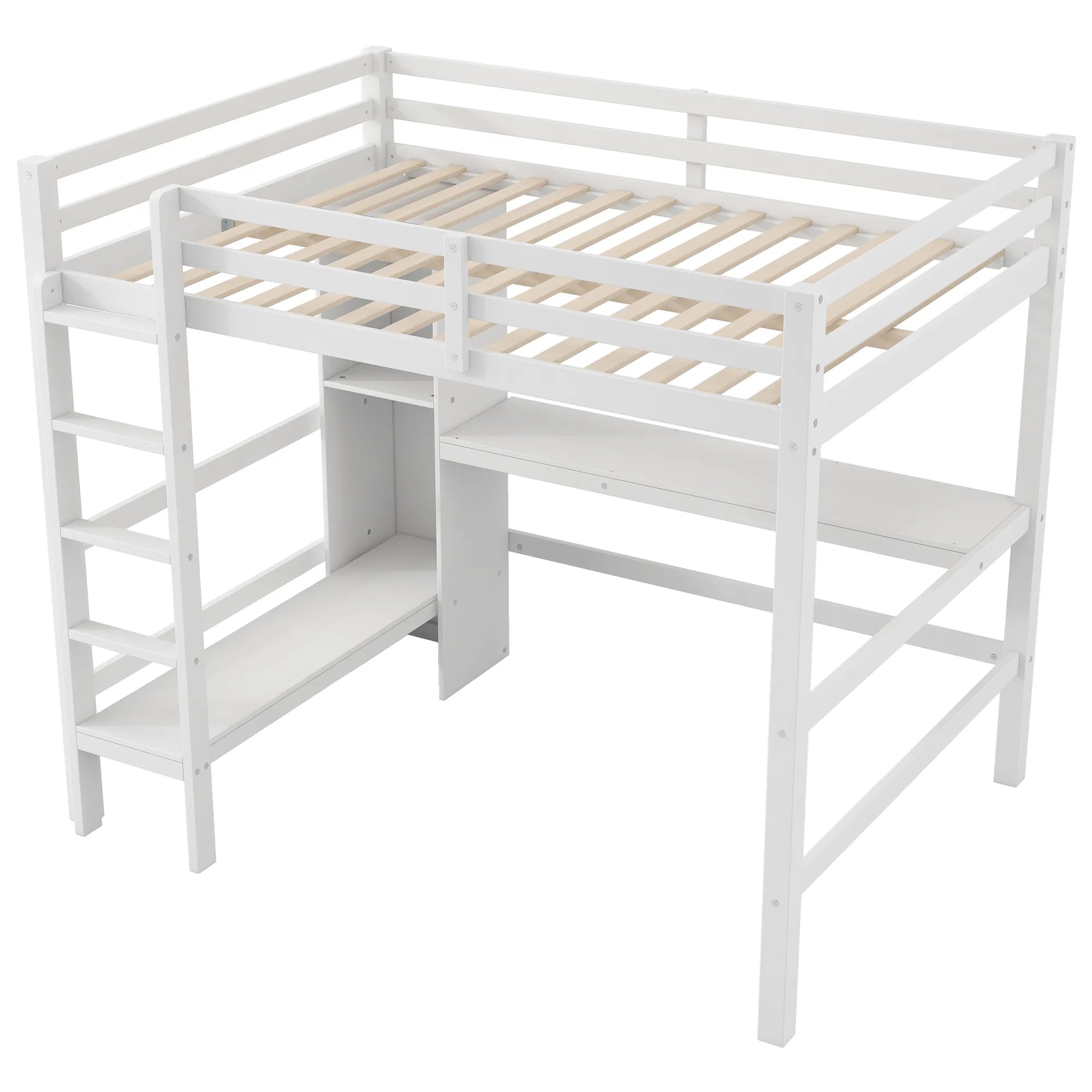 Bellemave® Full Size Loft Bed with Multifunction Shelves and Under - bed Desk - Bellemave