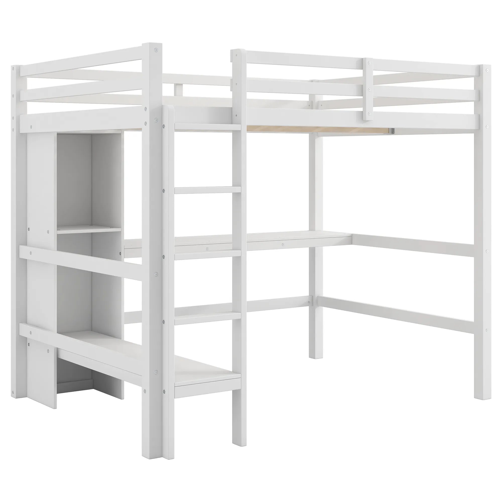 Bellemave® Full Size Loft Bed with Multifunction Shelves and Under - bed Desk - Bellemave