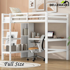 Bellemave® Full Size Loft Bed with Multifunction Shelves and Under - bed Desk - Bellemave