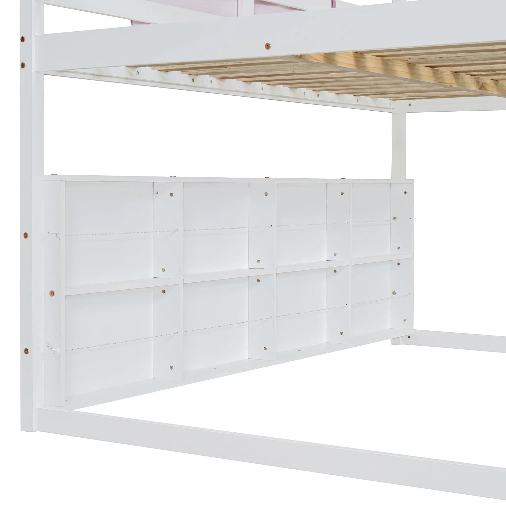 Bellemave® Full Size Loft Bed with Play House Shape, Loft Bed Frame with a Tent, Slide and a Ladder,Wooden Loft Bed House - Shaped Frame for Kids, Boys, Girls and Teens. (Natural+Beige) - Bellemave