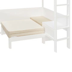 Bellemave® Full Size Loft Bed with Rotating L - Shaped Desk & Mobile Bookshelf, Convertible Sofa Lounge & LED Lights - Bellemave