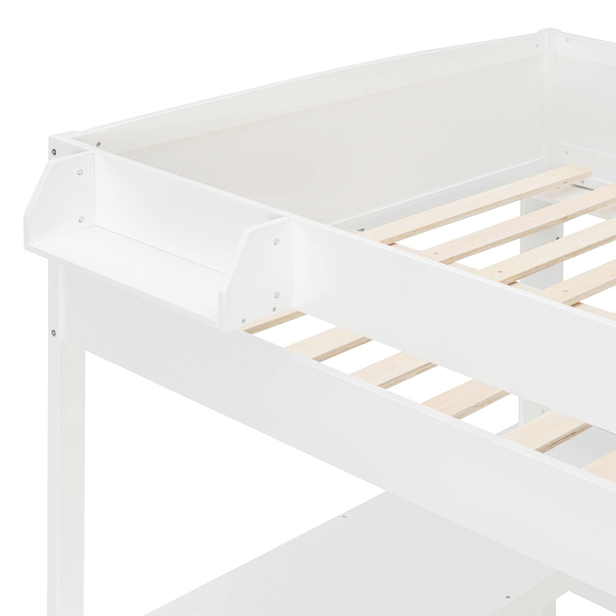 Bellemave® Full Size Loft Bed with Rotating L - Shaped Desk & Mobile Bookshelf, Convertible Sofa Lounge & LED Lights - Bellemave