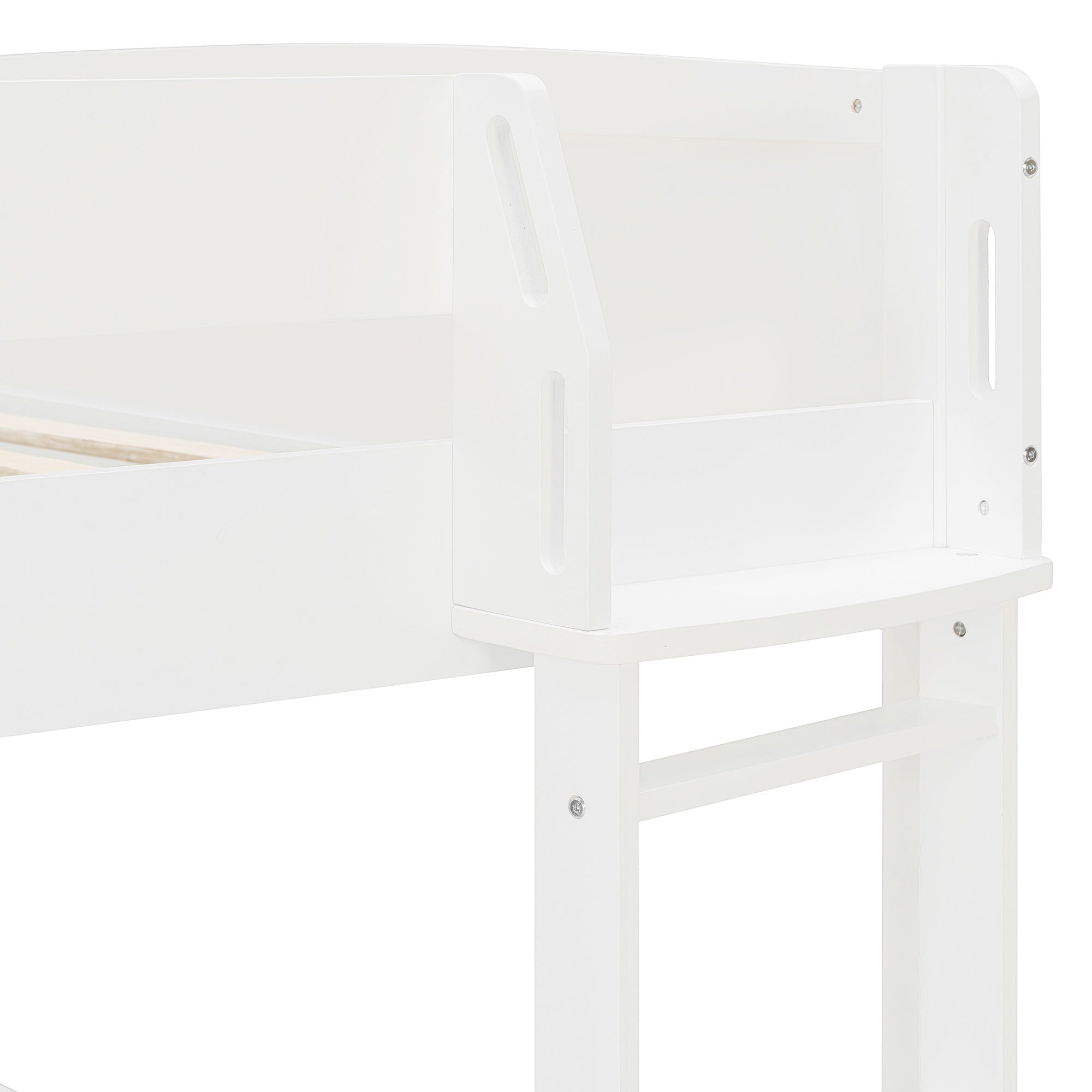 Bellemave® Full Size Loft Bed with Rotating L - Shaped Desk & Mobile Bookshelf, Convertible Sofa Lounge & LED Lights - Bellemave