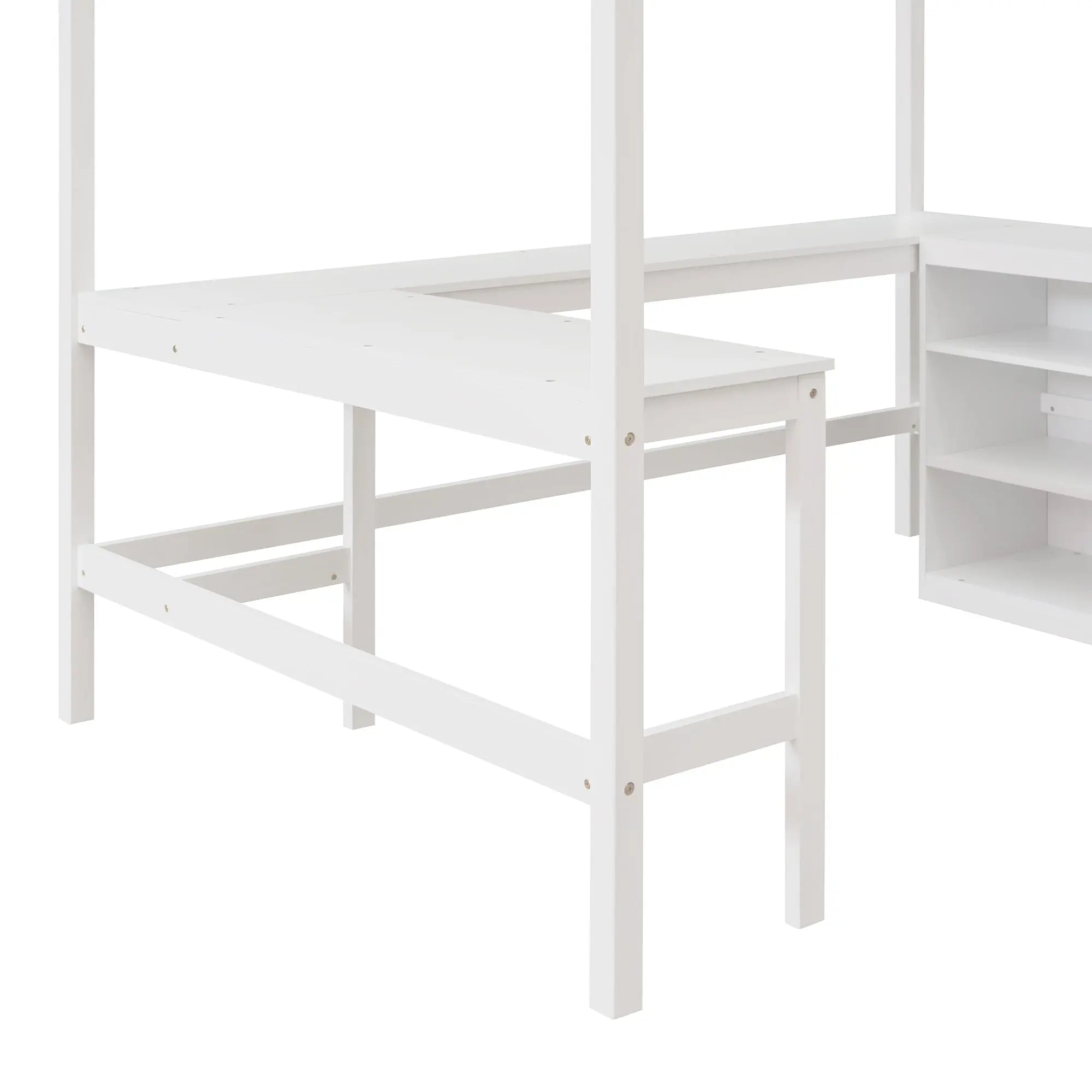 Bellemave® Full Size Loft Bed with Shelves and Desk - Bellemave