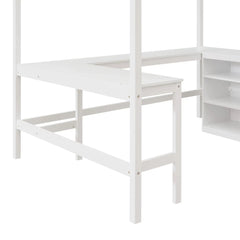Bellemave® Full Size Loft Bed with Shelves and Desk - Bellemave