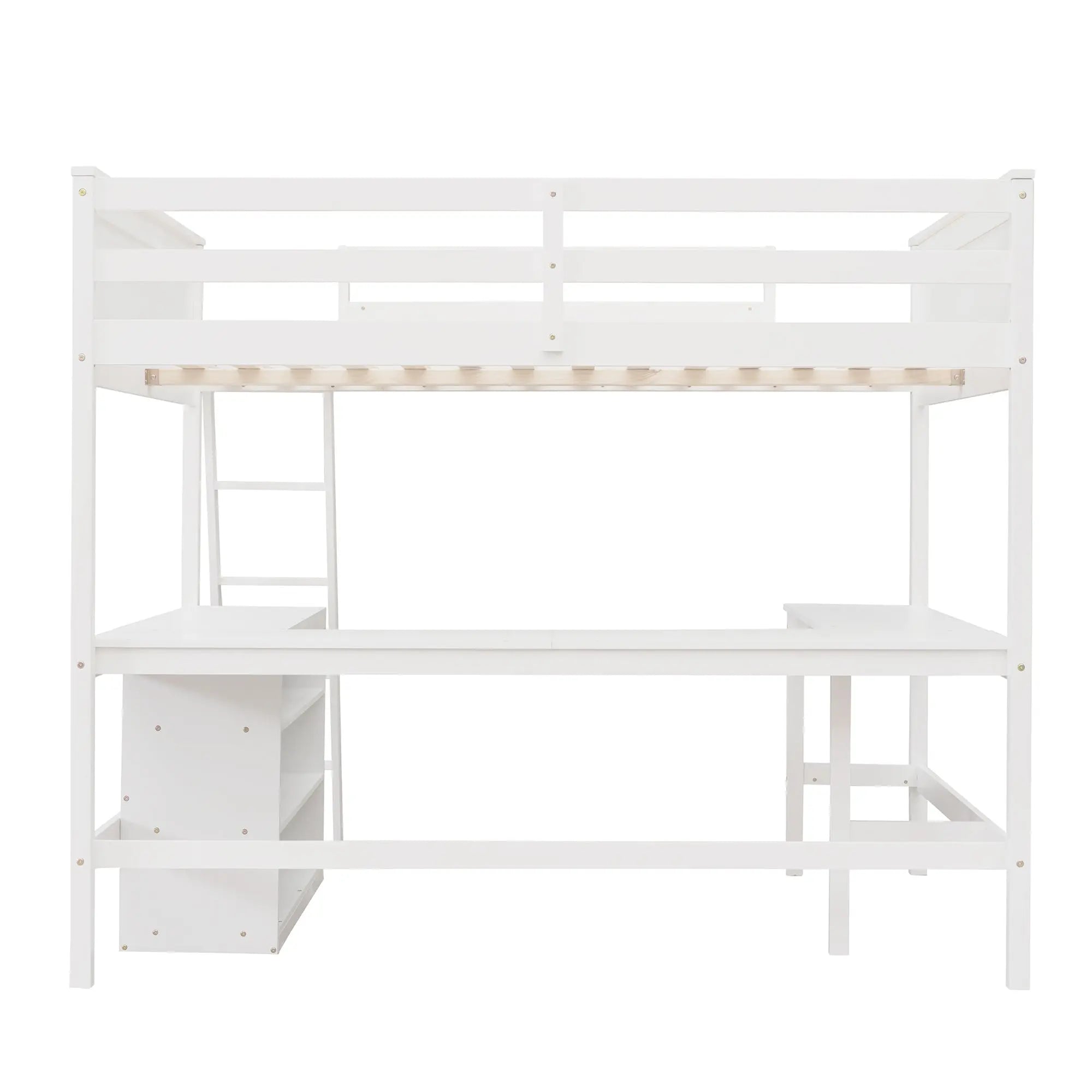 Bellemave® Full Size Loft Bed with Shelves and Desk - Bellemave