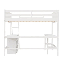 Bellemave® Full Size Loft Bed with Shelves and Desk - Bellemave