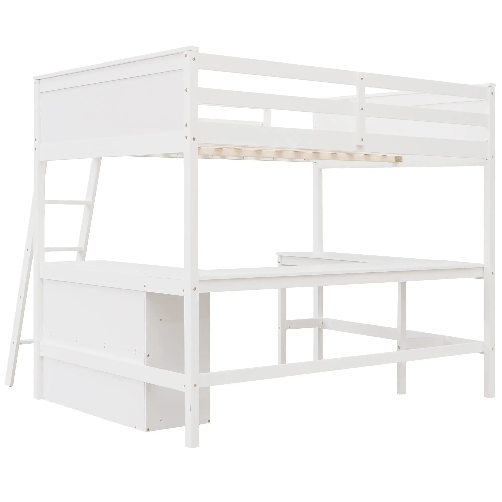 Bellemave® Full Size Loft Bed with Shelves and Desk - Bellemave